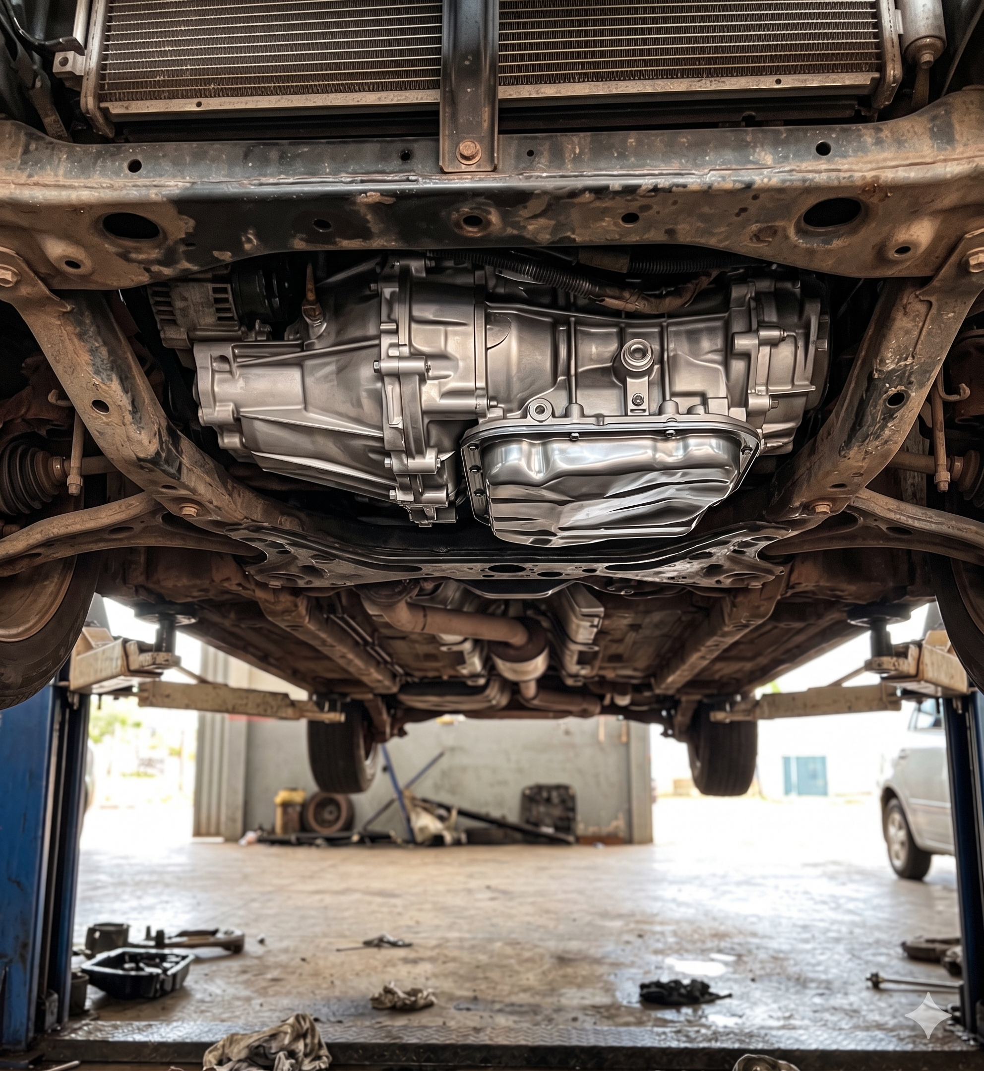Detalhe de câmbio automático reparado